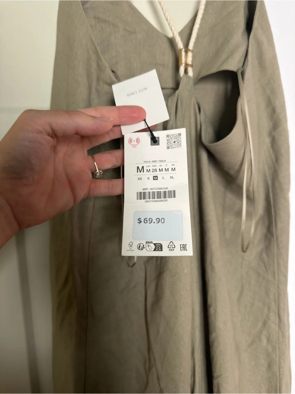 zara voluminous linen midi dress - Picture 9 of 9